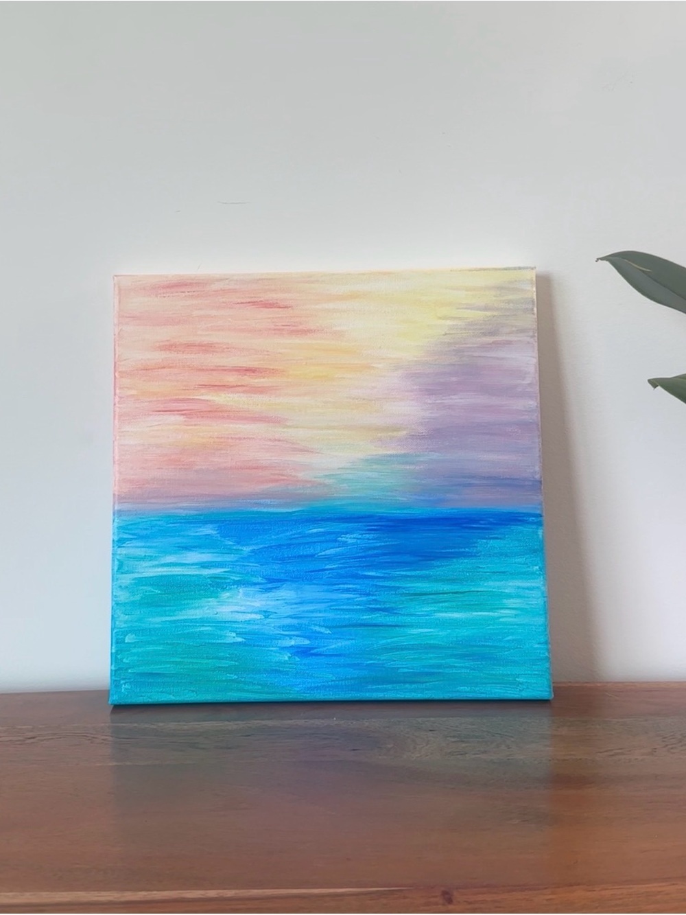 Abstract Ocean Sunset Canvas Wall Art Blue & Pastel Original Artwork by Cena - Picture 2 of 10